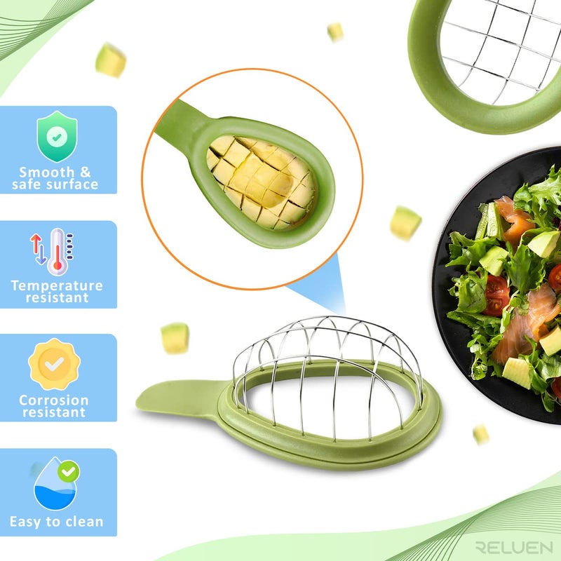 Reluen Avocado Slicer Tool - 3.2 x 6.3 Inches Avocado Cuber Tool with Ergonomic Handle, Easy to Use and Clean, Food-Grade Plastic and Stainless Steel, Good for Salads, Guacamole, or Smoothie - Image 3